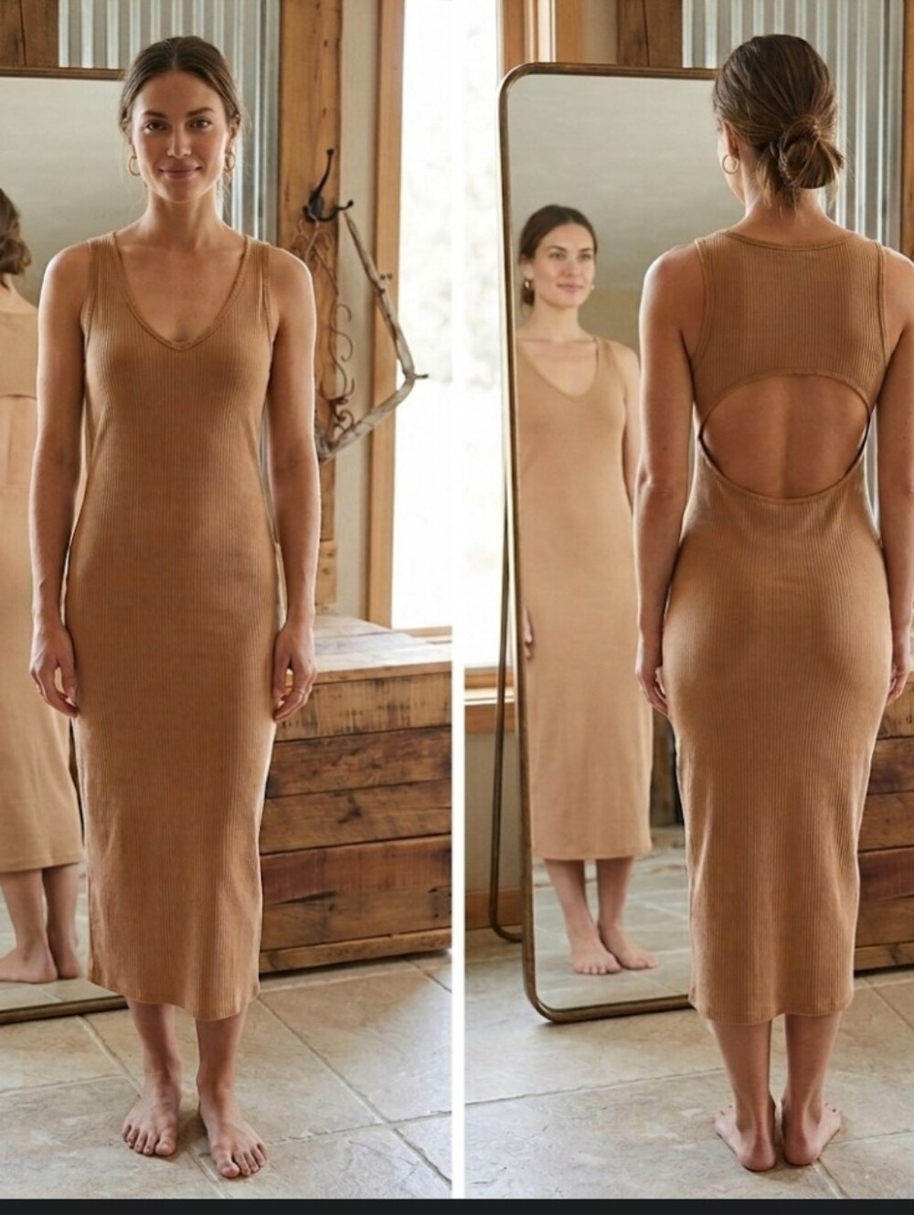 New brown knit Dress L open back bodycon Wild Fable